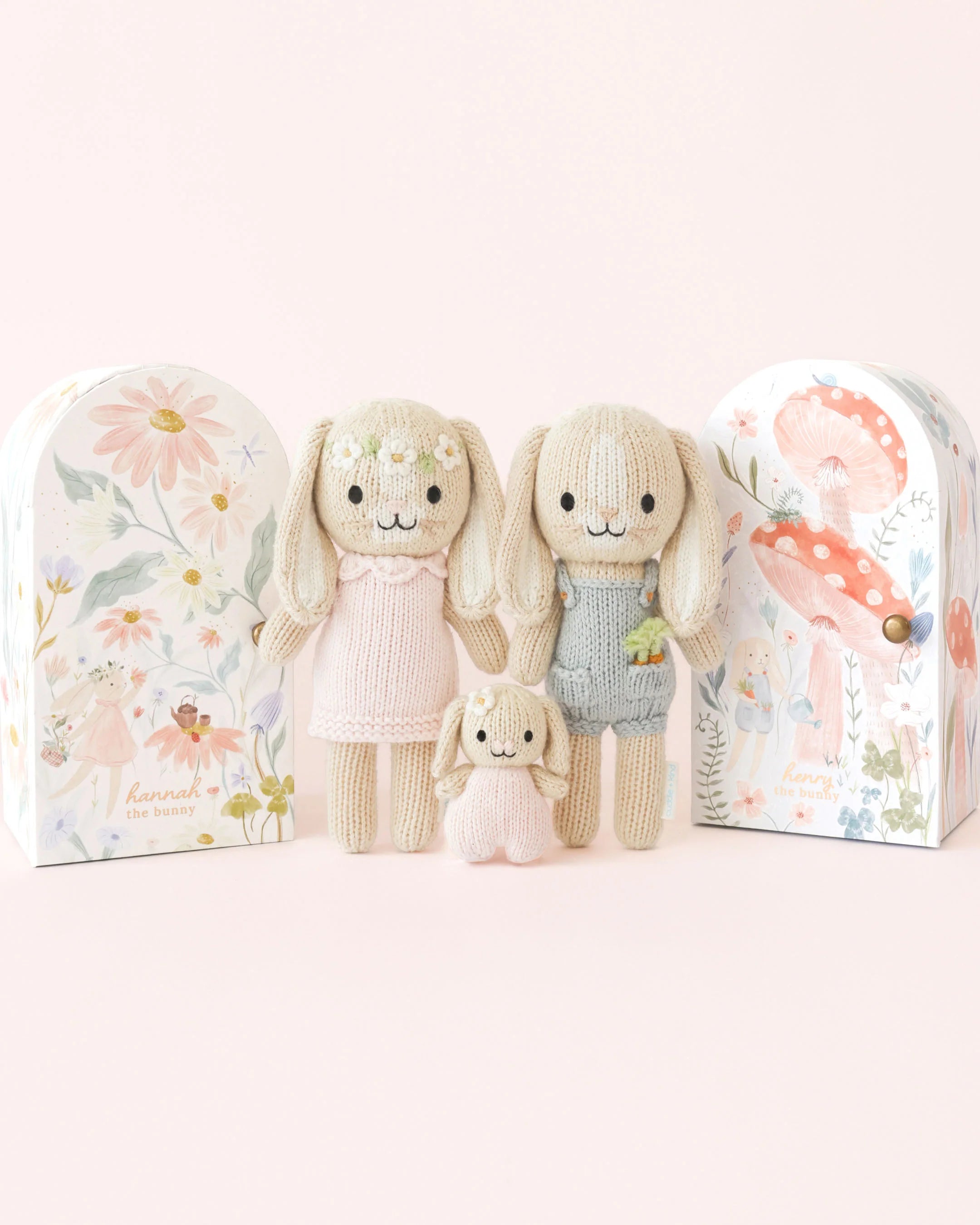Tiny Henry the Bunny plush toy from Cuddle + Kind, soft and adorable stuffed bunny for children, with detailed fur and expressive eyes.