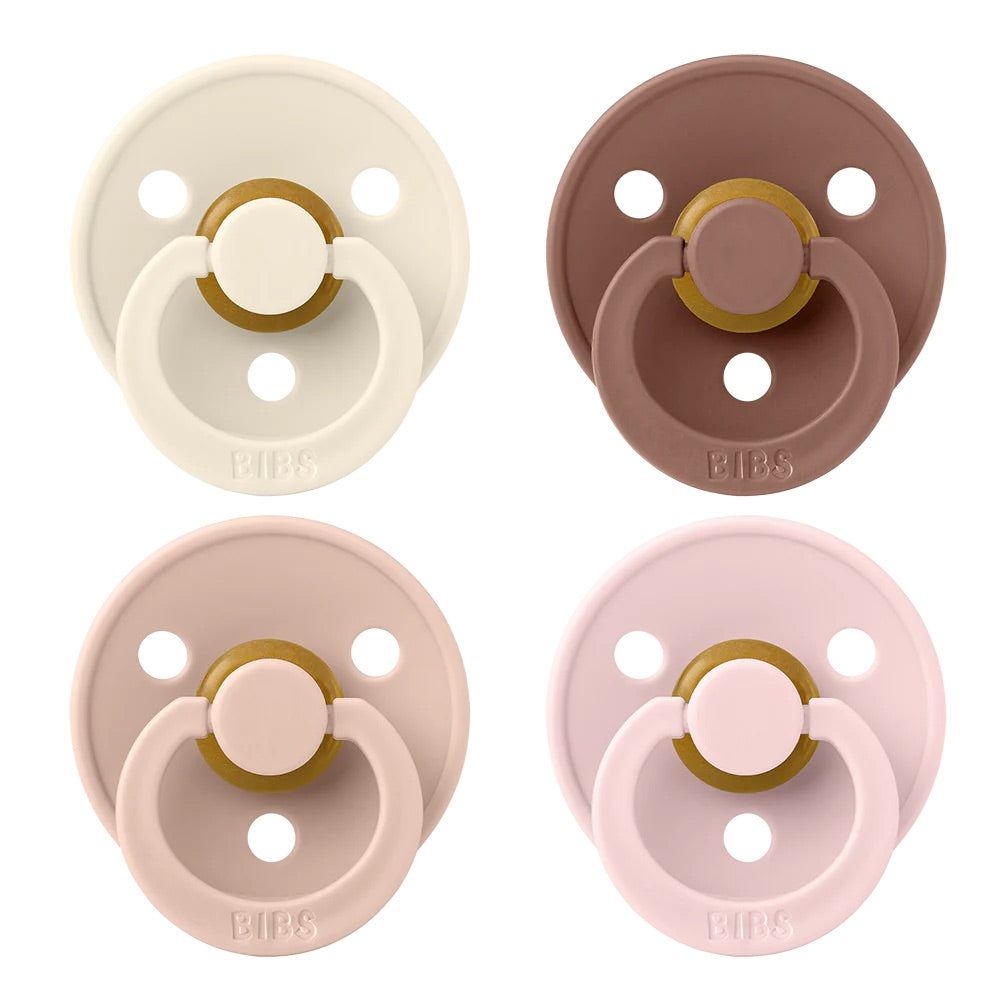 BIBS Colour Pacifiers / Dummies 4 Pack -Ivory/Blush/Woodchuck/Blossom