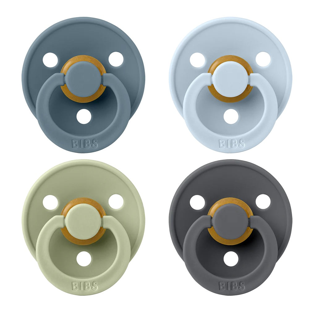 BIBS Colour Pacifiers / Dummies 4 Pack - Petrol/Sage/Baby Blue/Iron