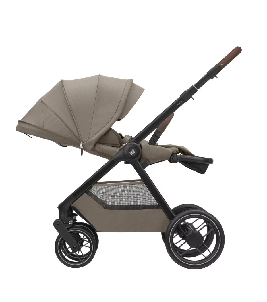 Oxford + Travel System: Oxford Stroller + Sense Carrycot + Pebble 360 Pro Car Seat + FamilyFix 360 Pro Slide Base - Twillic Truffle - Bubbadue