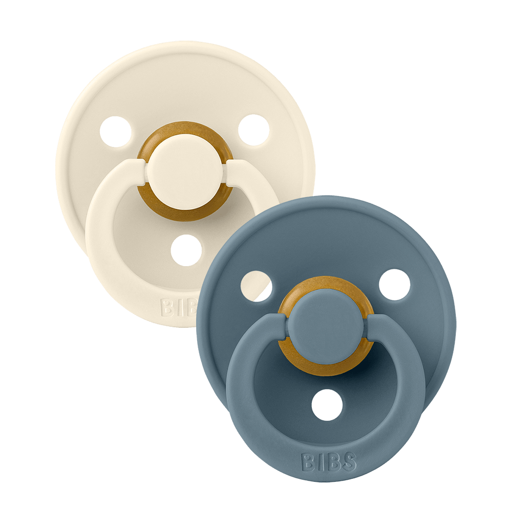 BIBS Colour Pacifiers 2 Pack - Ivory/Petrol - Bubbadue