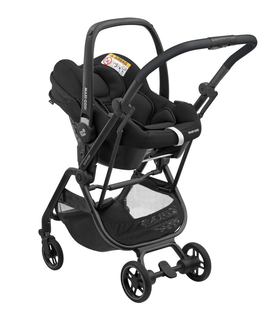 Leona² Travel System: Leona² Stroller + Pebble 360 Pro Car Seat + FamilyFix 360 Pro Slide Base - Black - Bubbadue