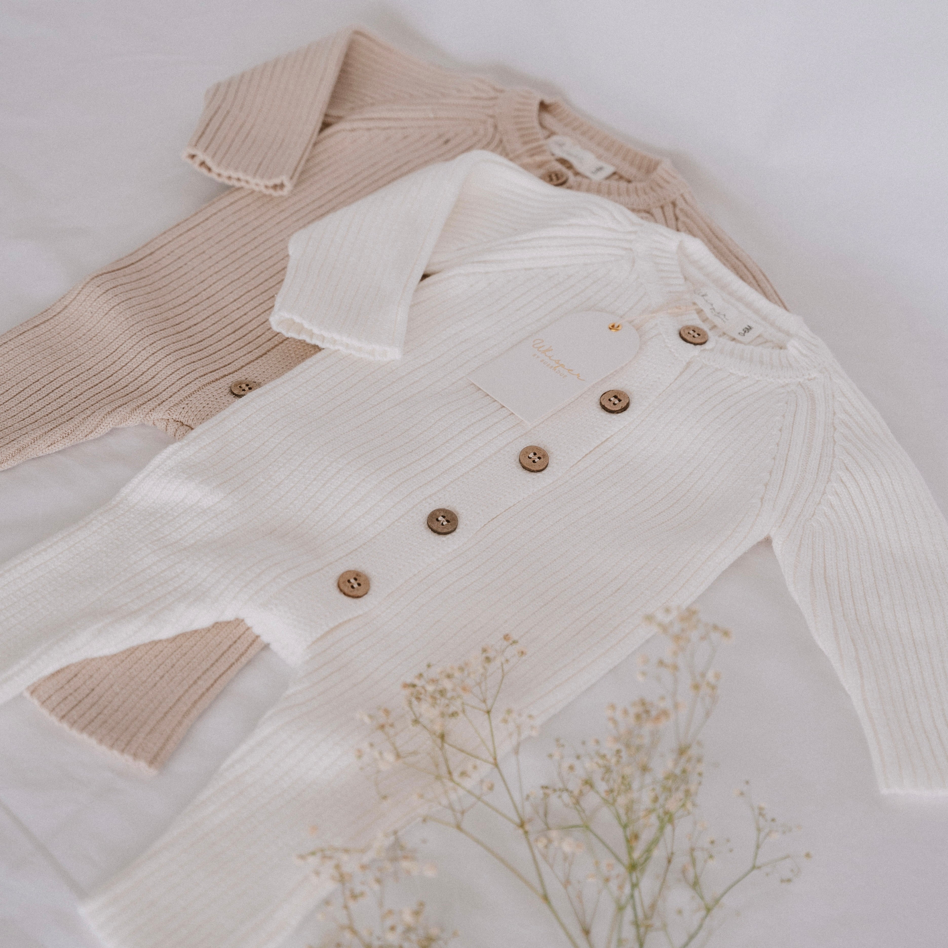 Knitted Romper (0-6 Months) - White - Bubbadue