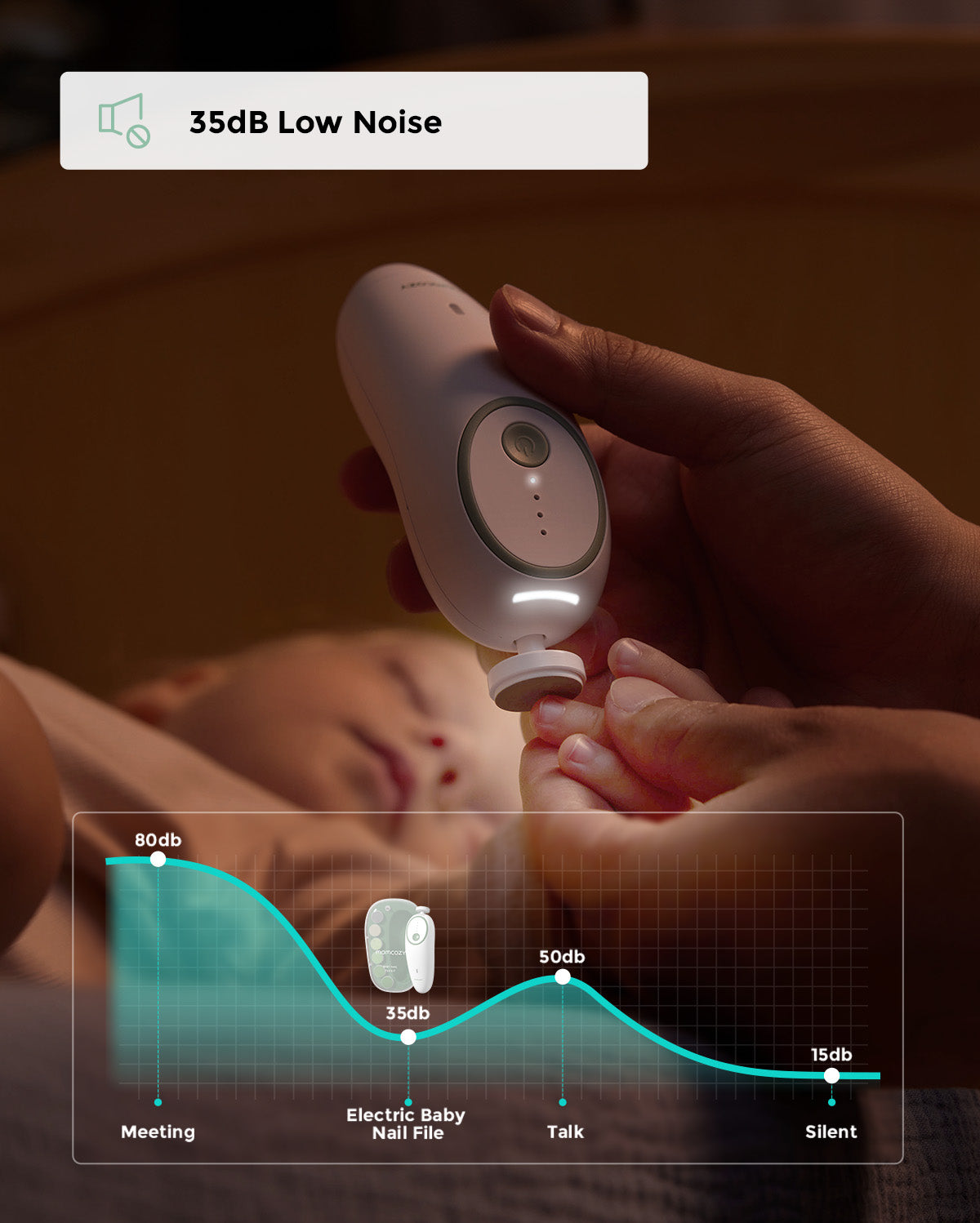 Momcozy baby nail file in use