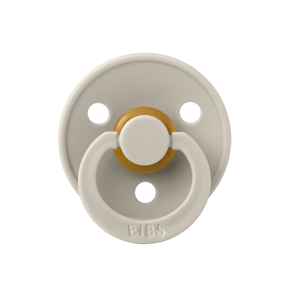 BIBS Colour pacifier in Sand with round natural rubber latex nipple.