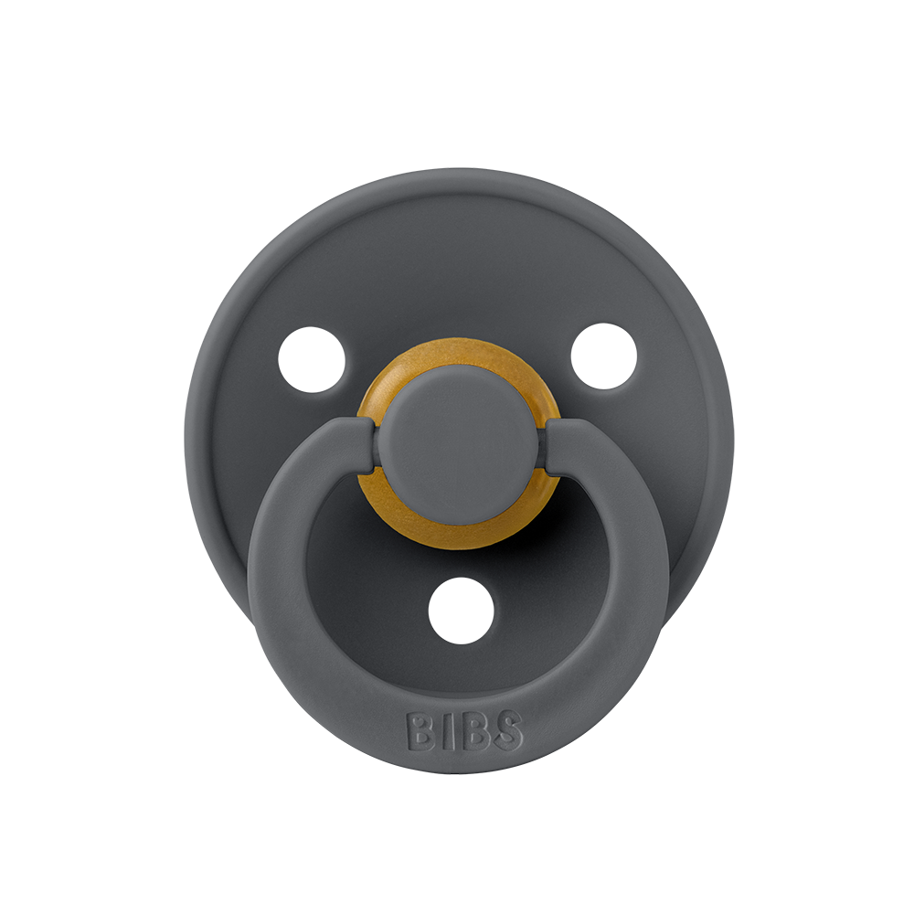 BIBS Colour pacifier in Iron with round natural rubber latex nipple.