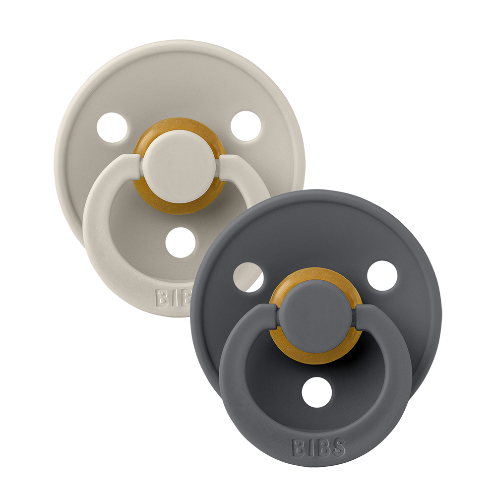 BIBS Colour Pacifiers 2 Pack in Sand and Iron.