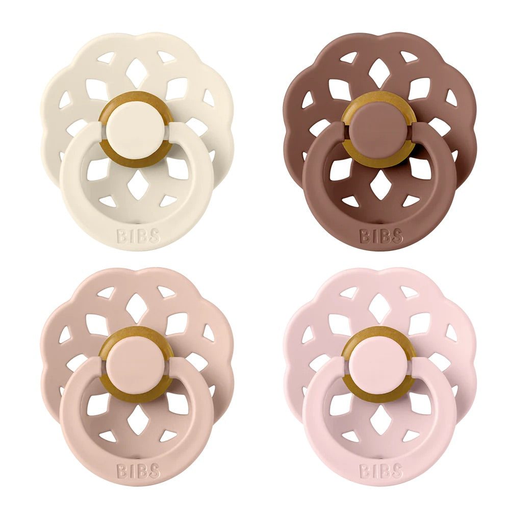 BIBS Boheme Pacifiers / Dummies 4 Pack - Ivory/Blush/Woodchuck/Blossom