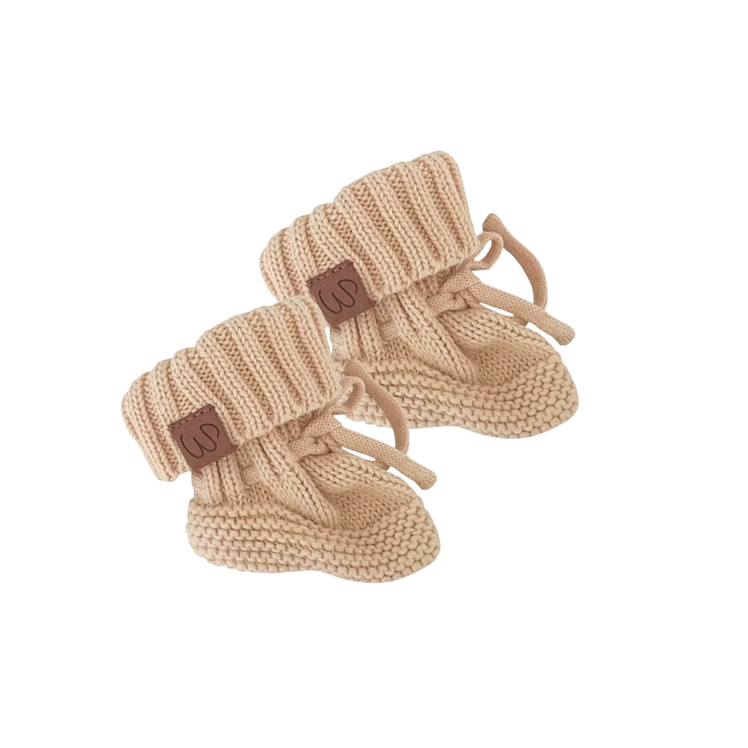 Knitted Booties (0-3 Months) - Honey - Bubbadue
