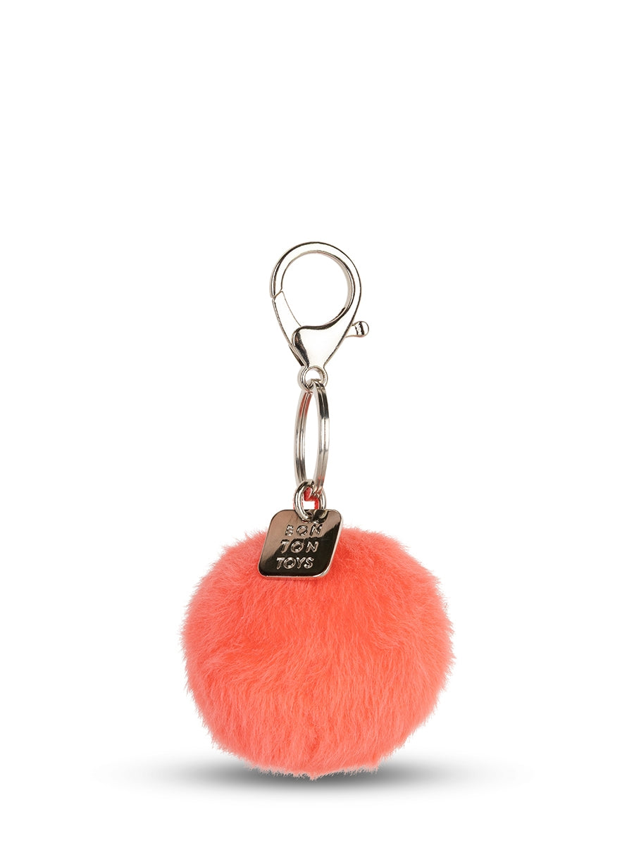 Smiley ECO Fuzzy Keychain (5.5cm) - Bright Coral