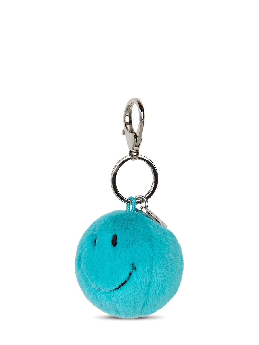 Smiley ECO Fuzzy Keychain (5.5cm) - Teal