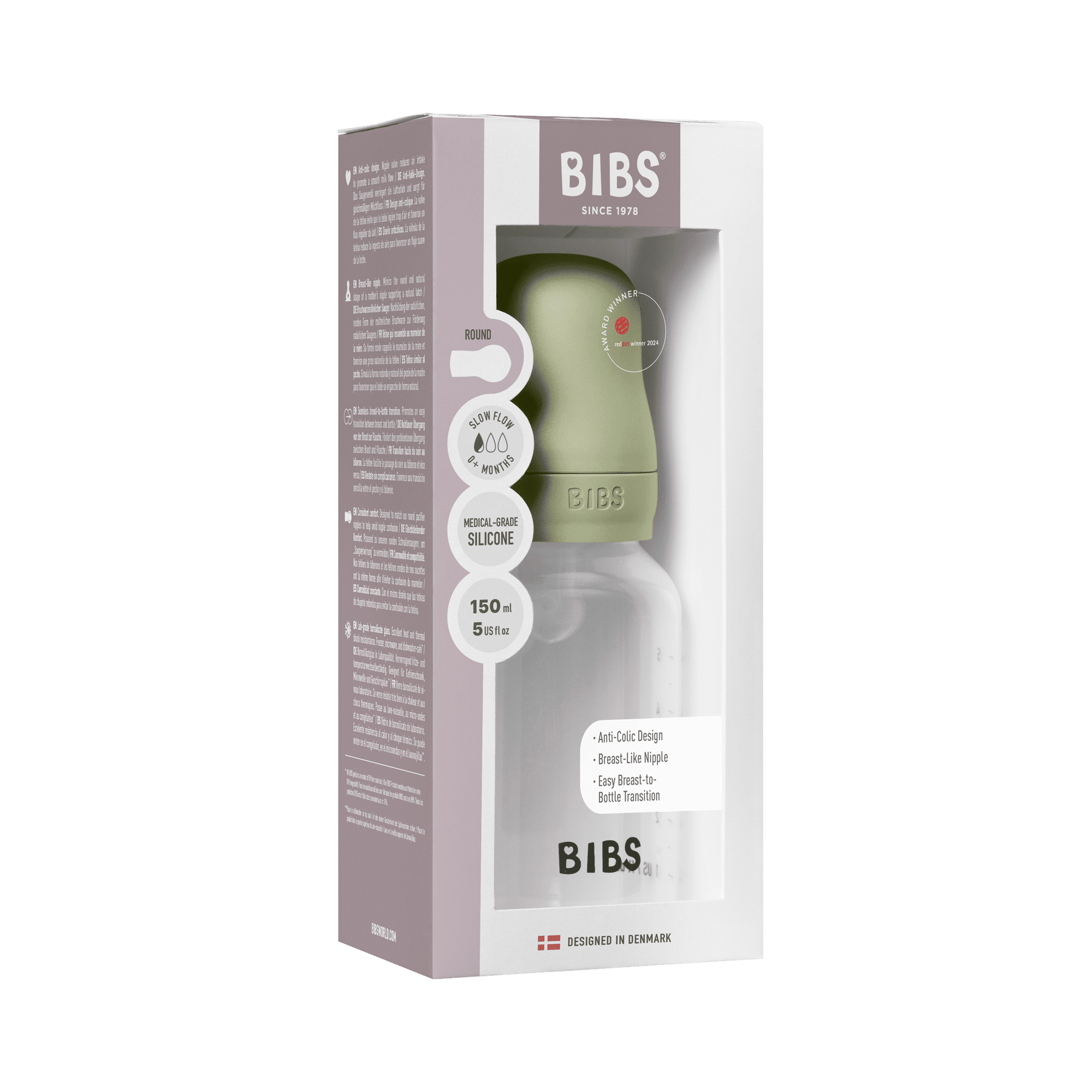 BIBS Baby Bottle 150ml Silicone - Sage - Bubbadue