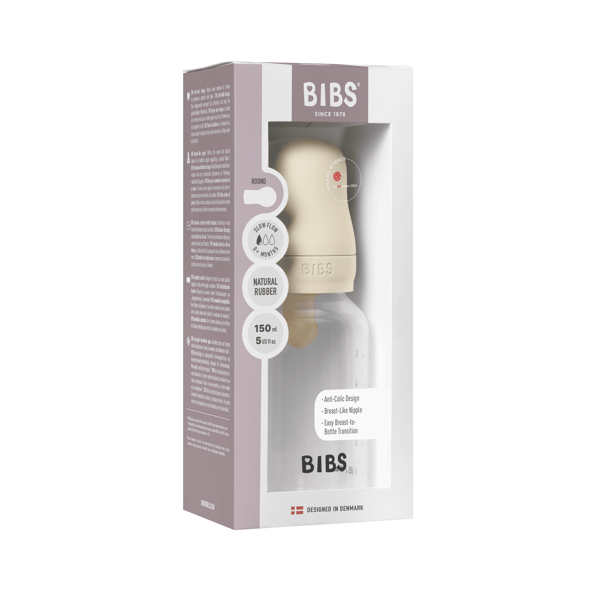BIBS Baby Bottle 150ml Latex - Ivory - Bubbadue