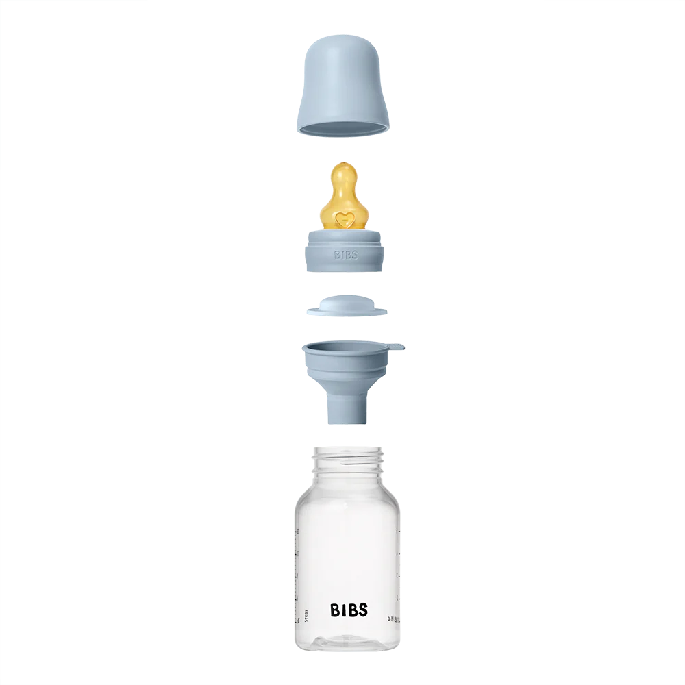 BIBS Baby Bottle 150ml Latex - Baby Blue - Bubbadue