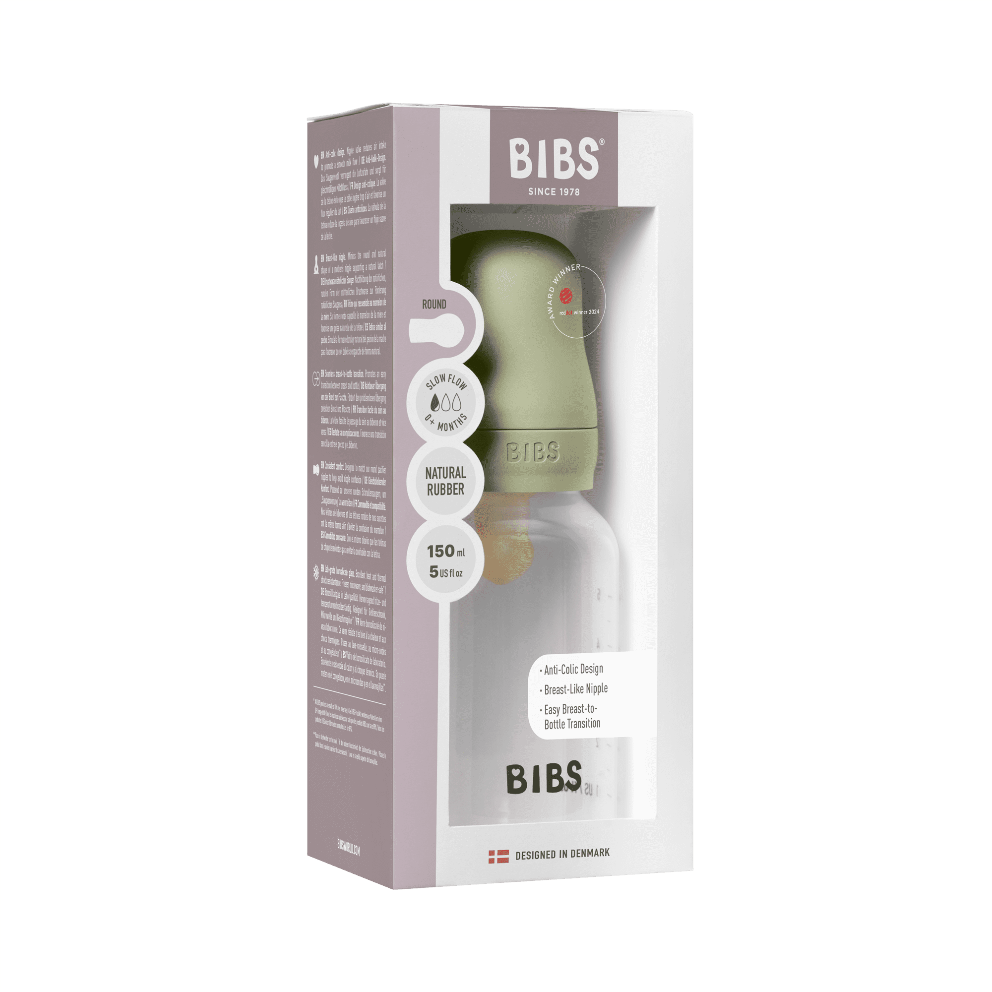 BIBS Baby Bottle 150ml Latex - Sage - Bubbadue