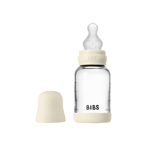 BIBS Glass Baby Bottle 120ml Silicone - Ivory