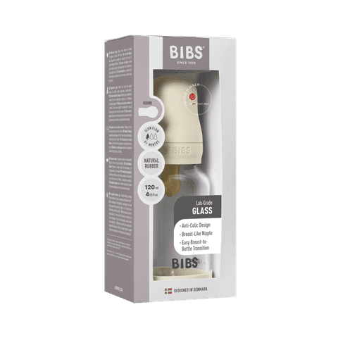 BIBS Glass Baby Bottle 120ml Latex - Ivory