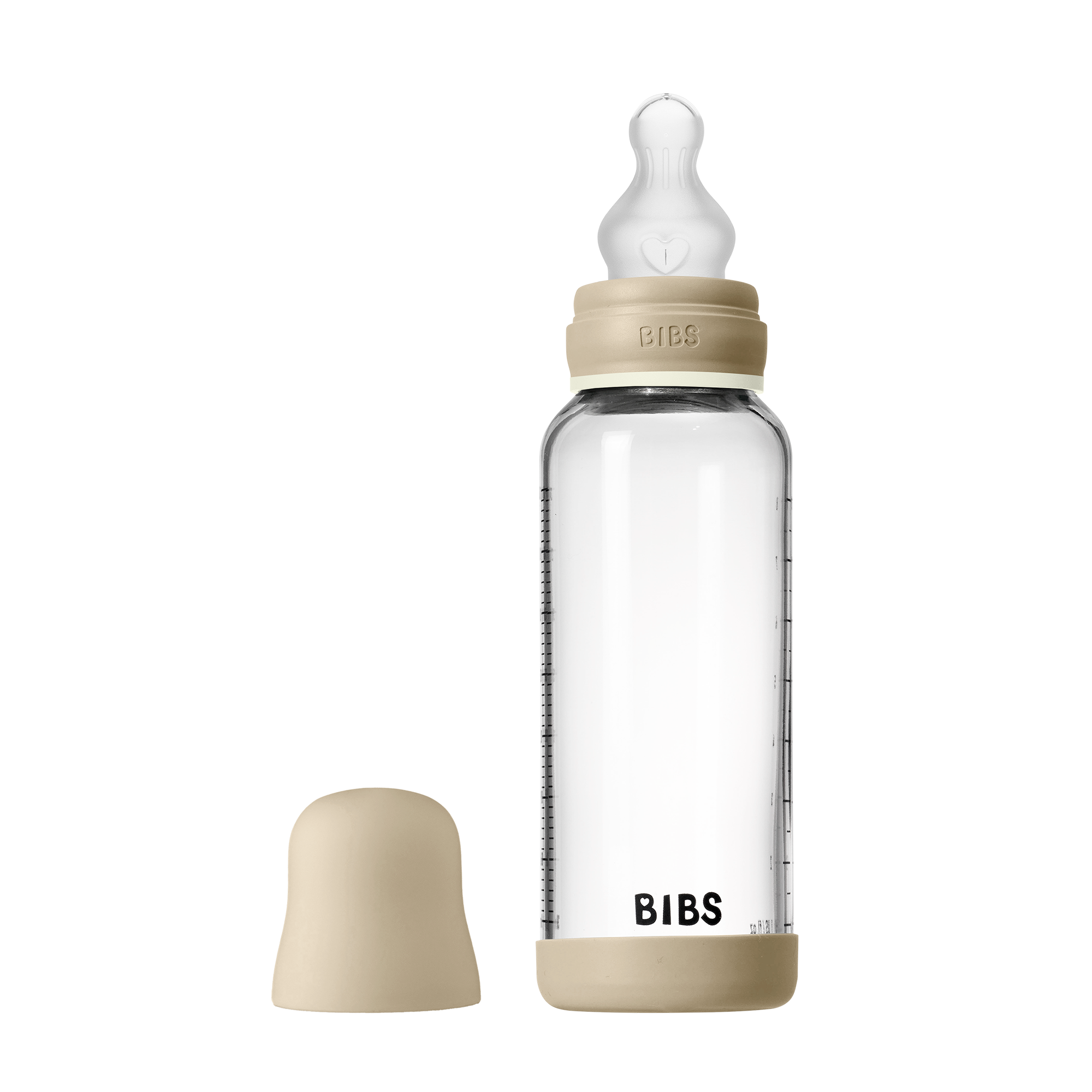 BIBS Glass Baby Bottle 240ml Silicone Vanilla Glow