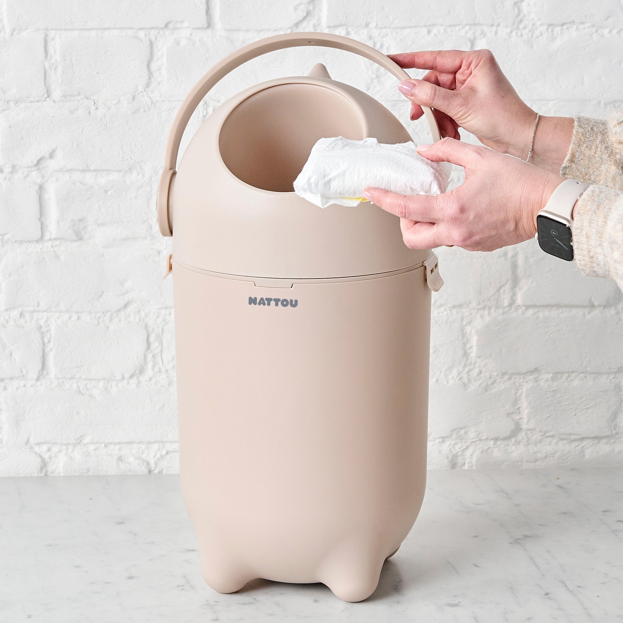 Nattou Dropy Nappy Bin - White