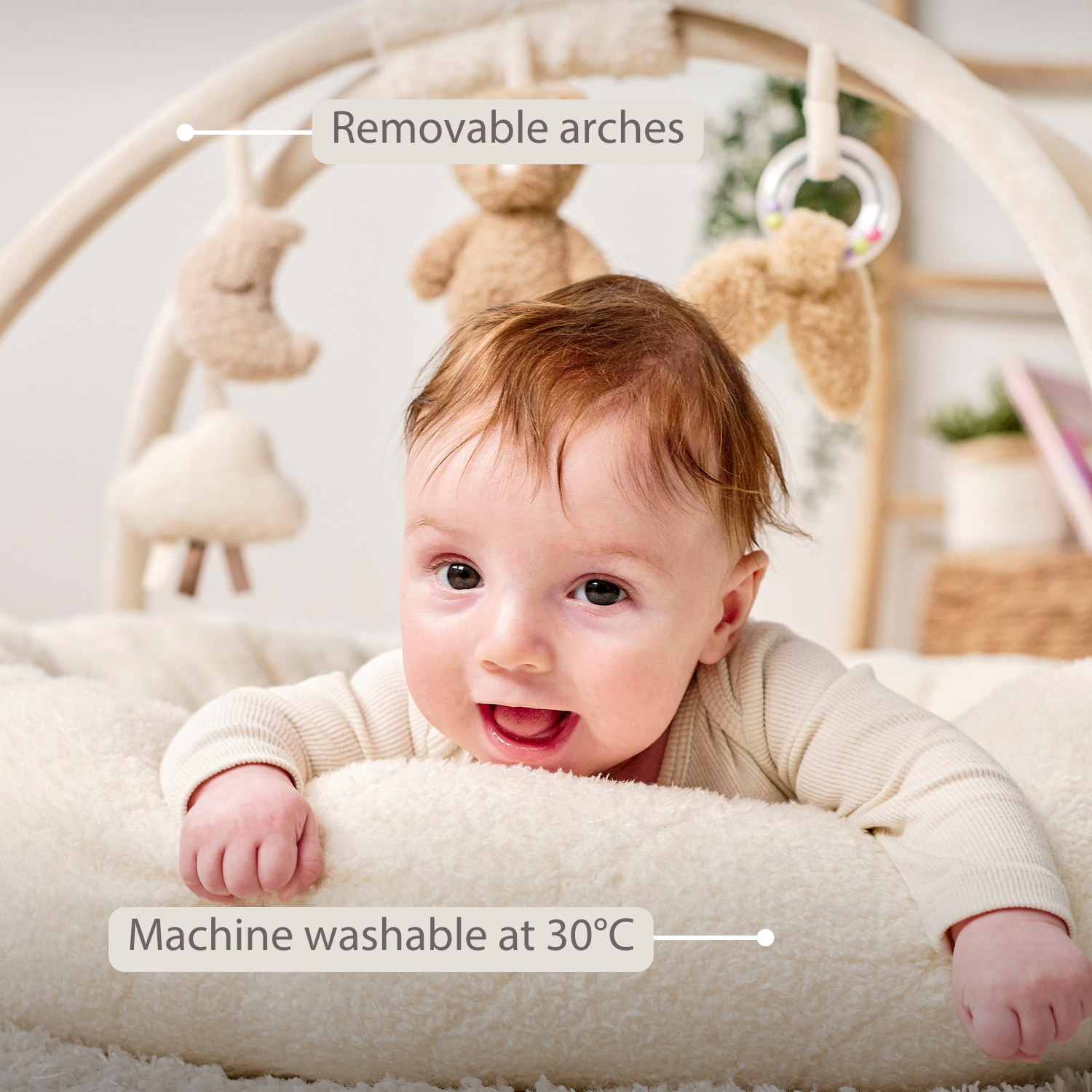 Nattou Teddy Stuffed Playmat with Arches - Ecru