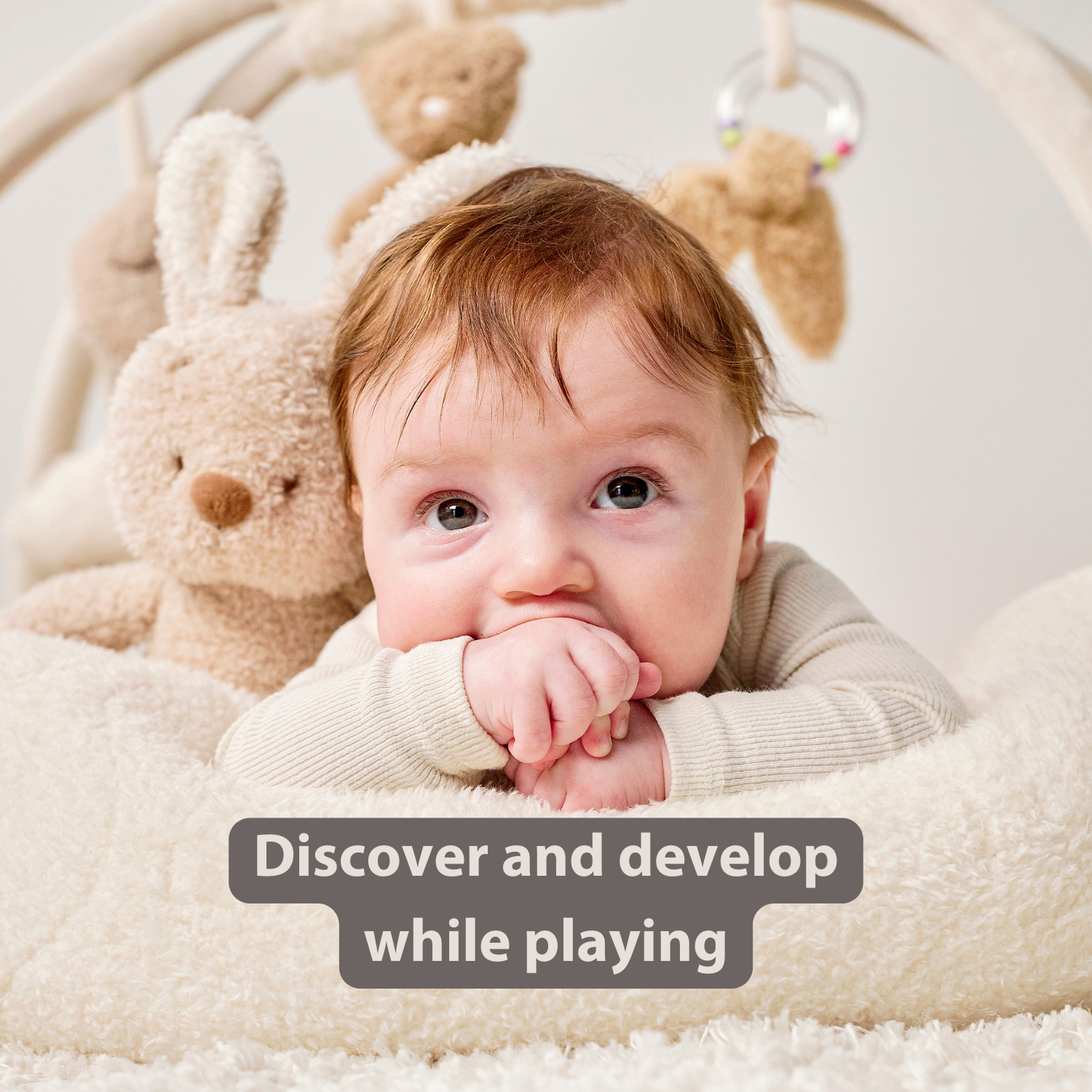 Nattou Teddy Stuffed Playmat with Arches - Ecru