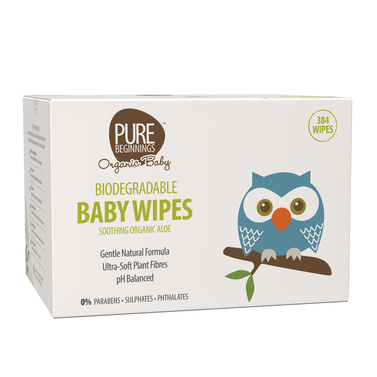 Pure Beginnings Biodegradable Baby Wipes Aloe Six Pack 384