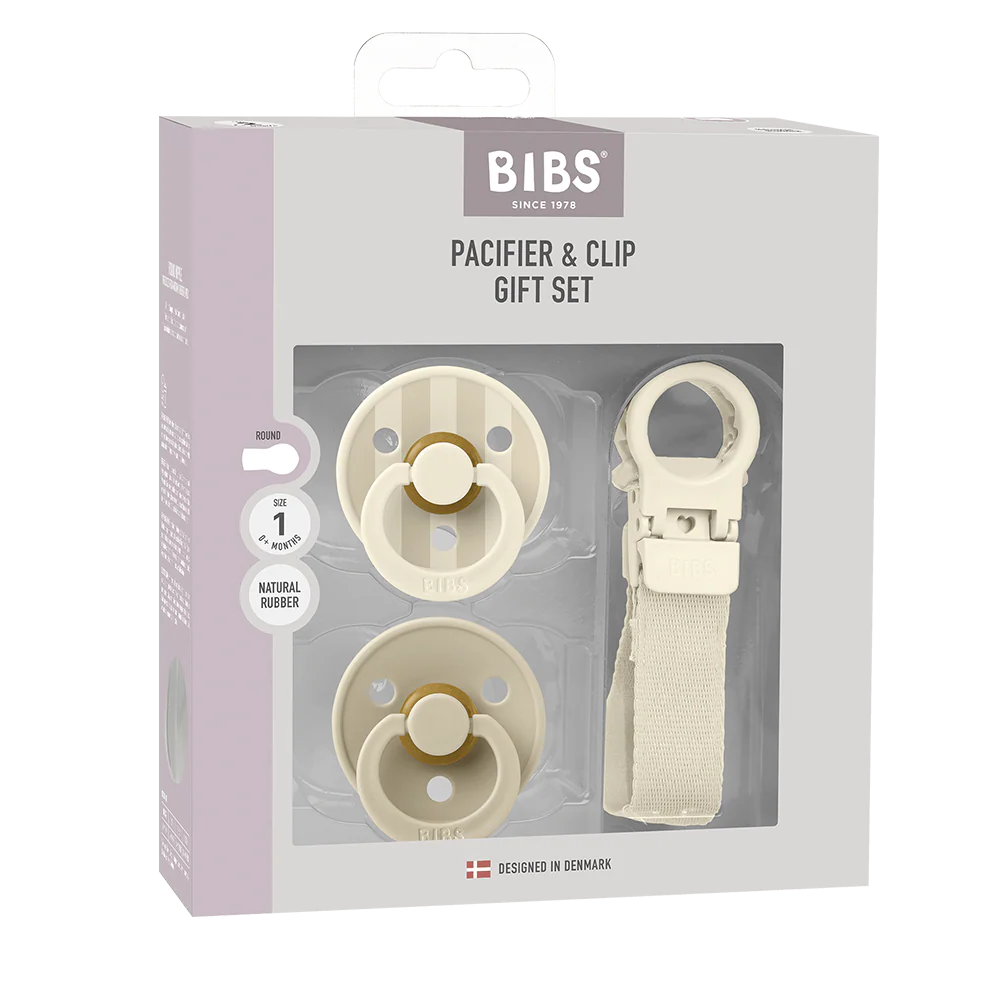 BIBS Colour Pacifier & Loop Clip Gift Set - Ivory