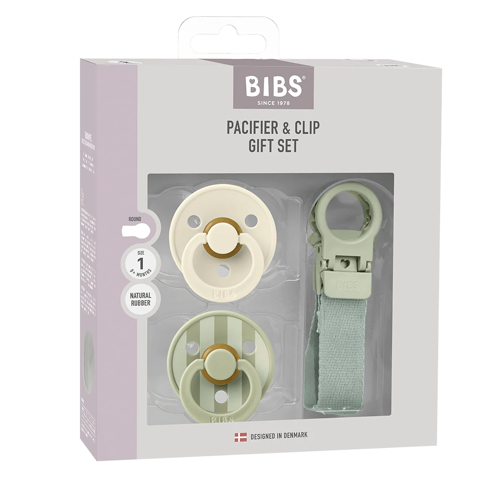 BIBS Colour Pacifier & Loop Clip Gift Set - Sage