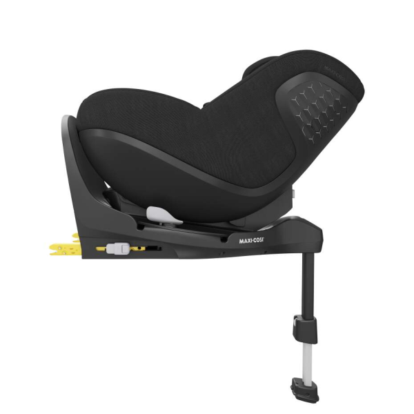 Maxi Cosi Pearl 360 Pro travel system with black car seat for baby and toddler, rearward facing, maximum recline position.