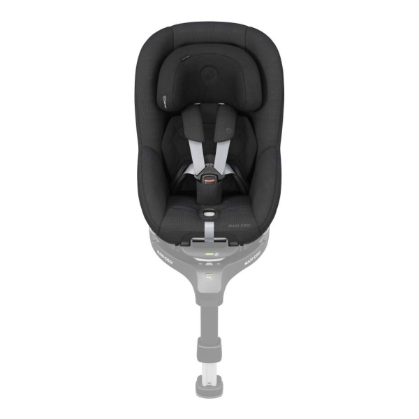 Maxi Cosi Pearl 360 Pro black travel system with forward-facing baby car seat and toddler seat, showing the front view.