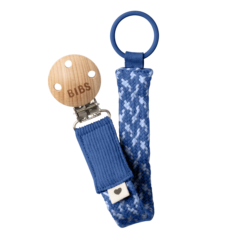 BIBS Pacifier Clip Braid Cornflower/Dusty Blue