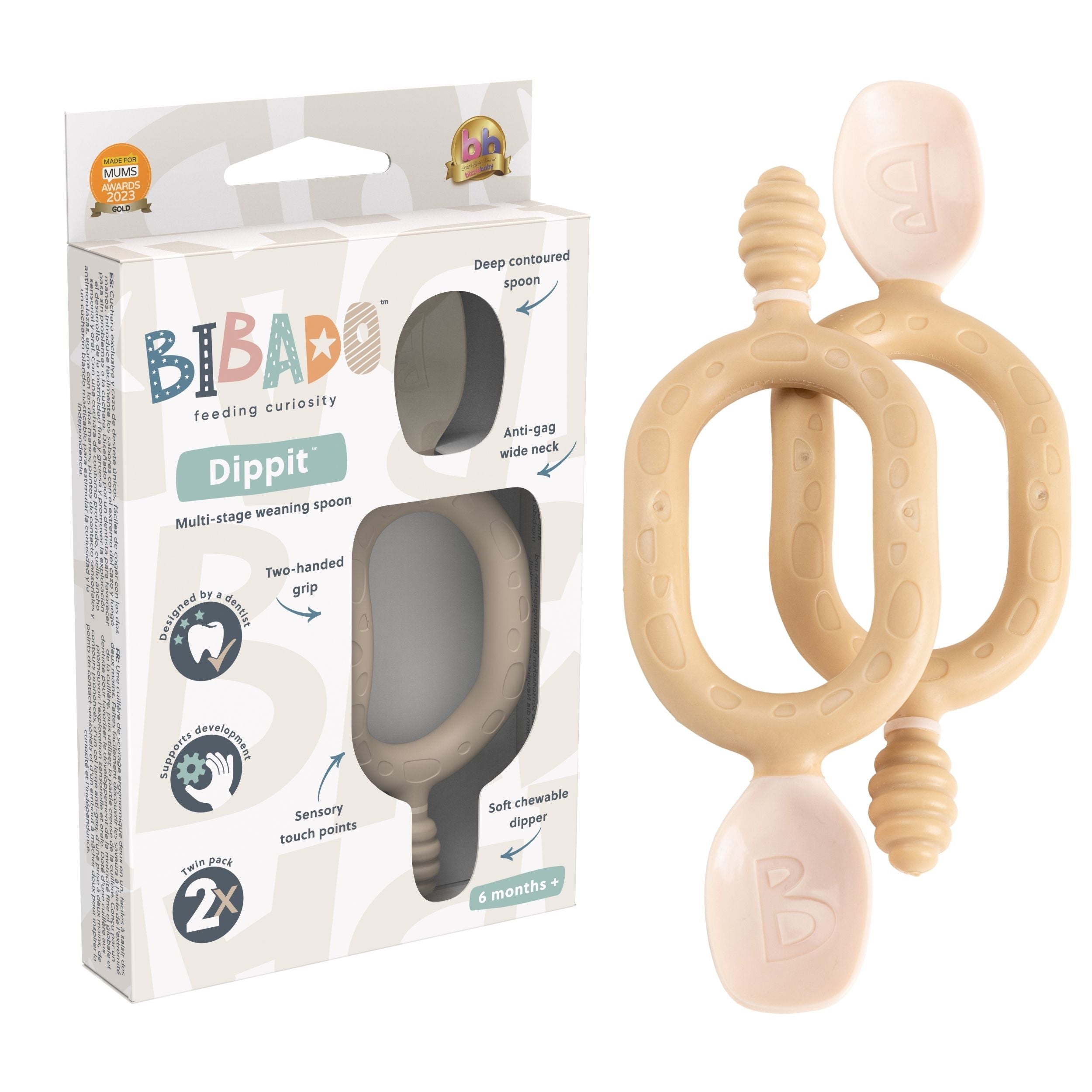 Bibado Full Starter Kit in fawn color, including baby bibs, feeding accessories, and essentials for new parents.
