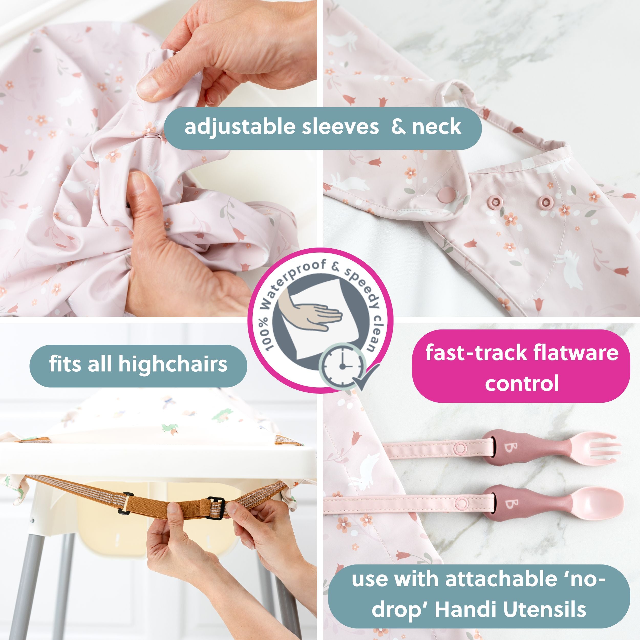 Bibado Botanical Bunnies coverall featuring a colorful bunny print and soft fabric, designed for babies or toddlers.