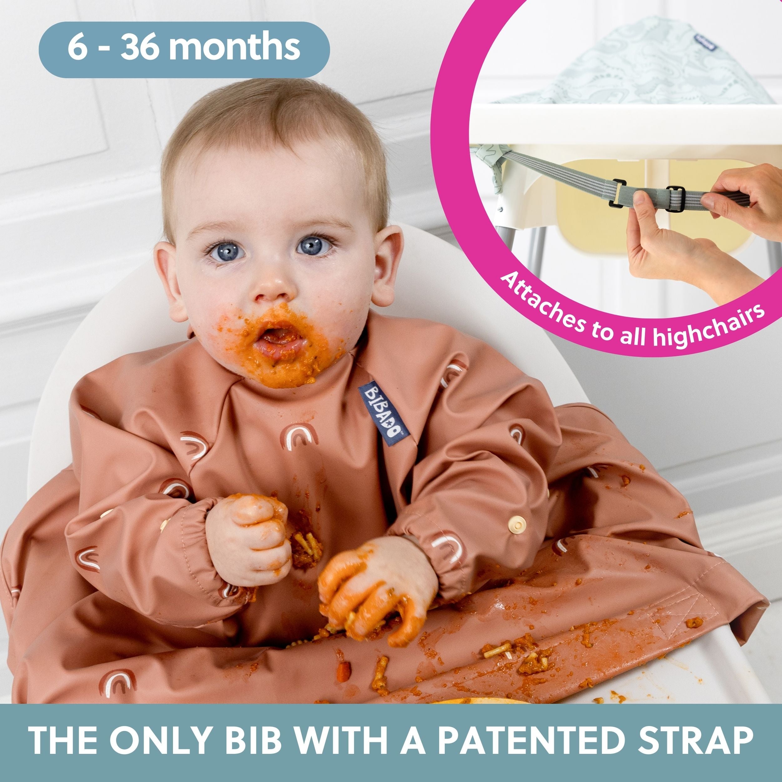 Bibado Chasing Rainbows coverall for babies, featuring colorful rainbow patterns and soft, comfortable fabric.