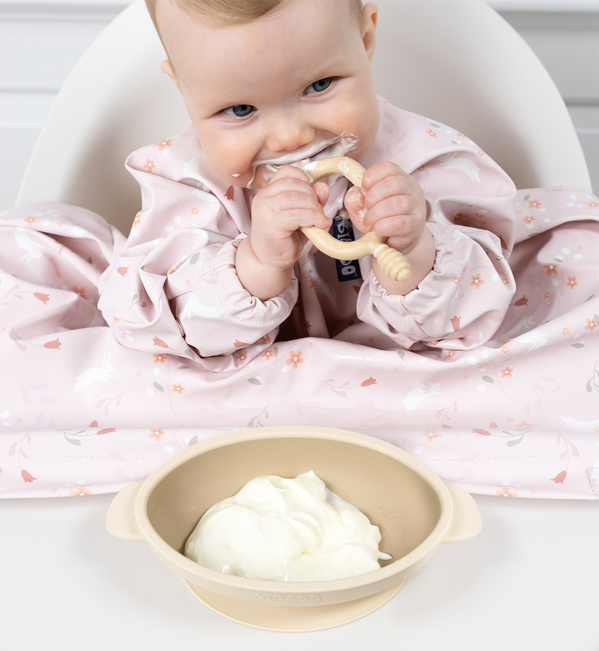 Bibado Silicone Suction Bowl in fawn color, featuring a secure suction base and smooth silicone surface for easy feeding.