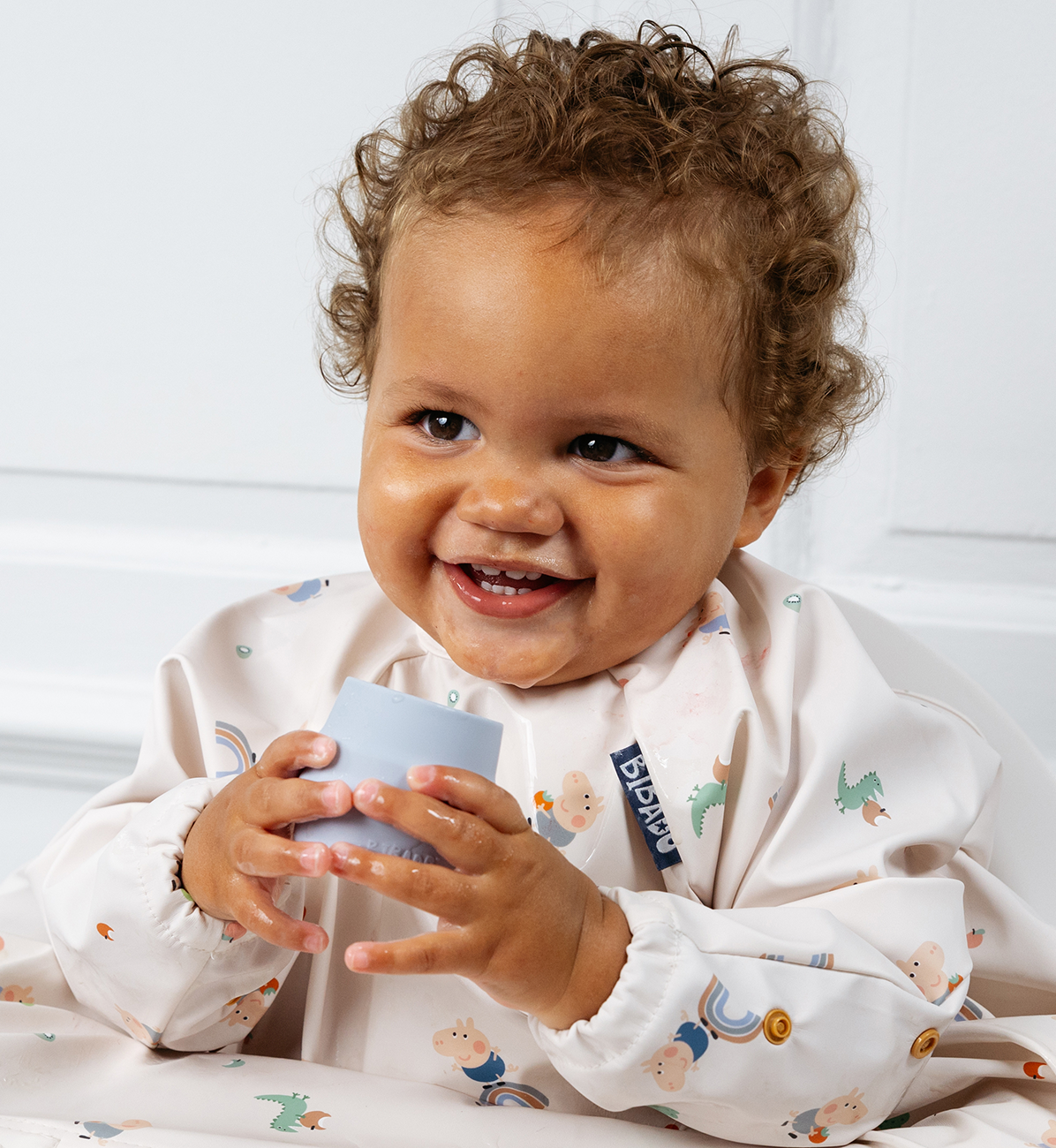 Bibado Sippit Cup 2-pack in mist color, featuring spill-proof design for toddlers, with easy-to-hold silicone grips and clear plastic body.