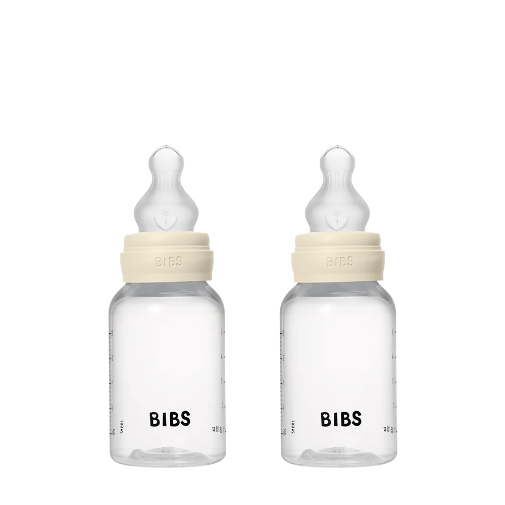 BIBS Baby Bottle 150ml 2 Pack Silicone - Ivory - Bubbadue