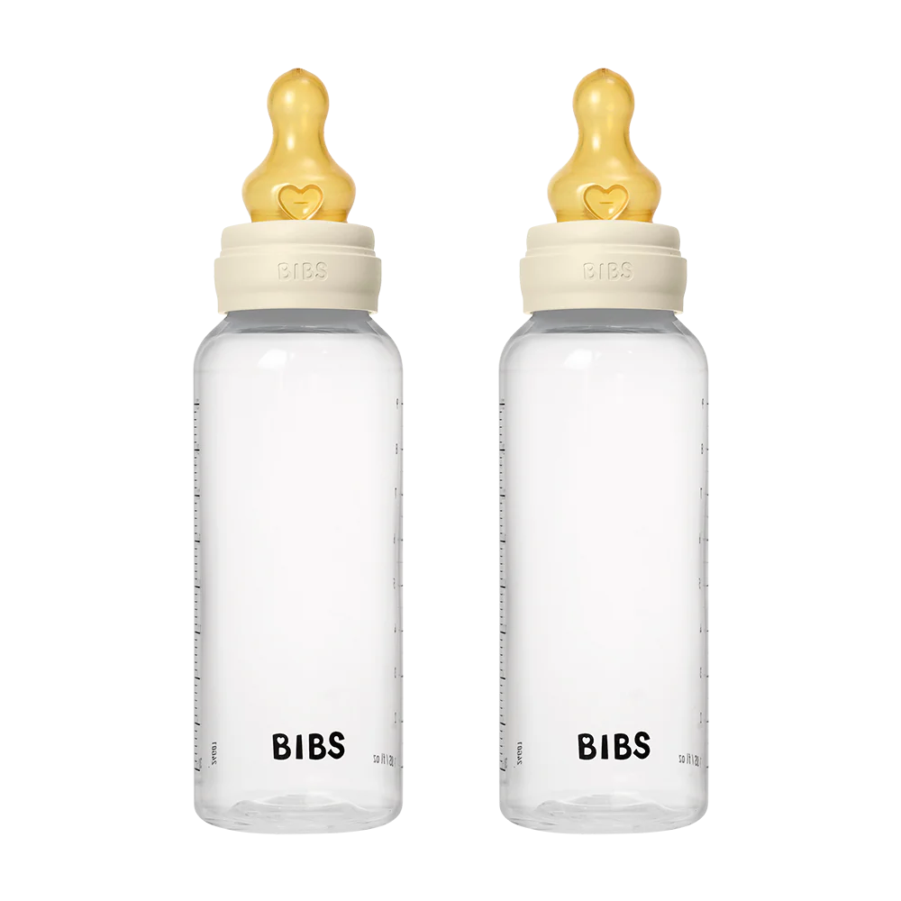 BIBS Baby Bottle 270ml 2 Pack Latex - Ivory - Bubbadue