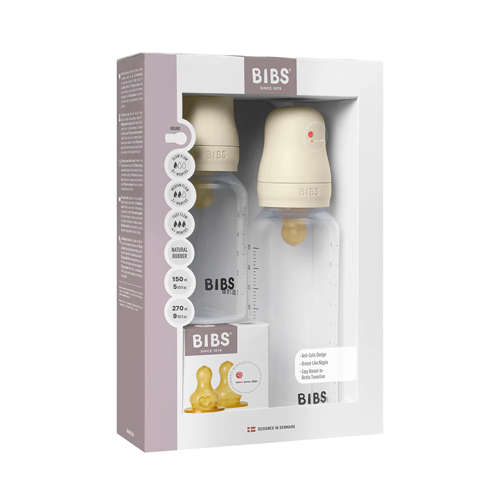 BIBS Baby Bottle Grow and Flow set 150ml/270ml Latex - Ivory - Bubbadue