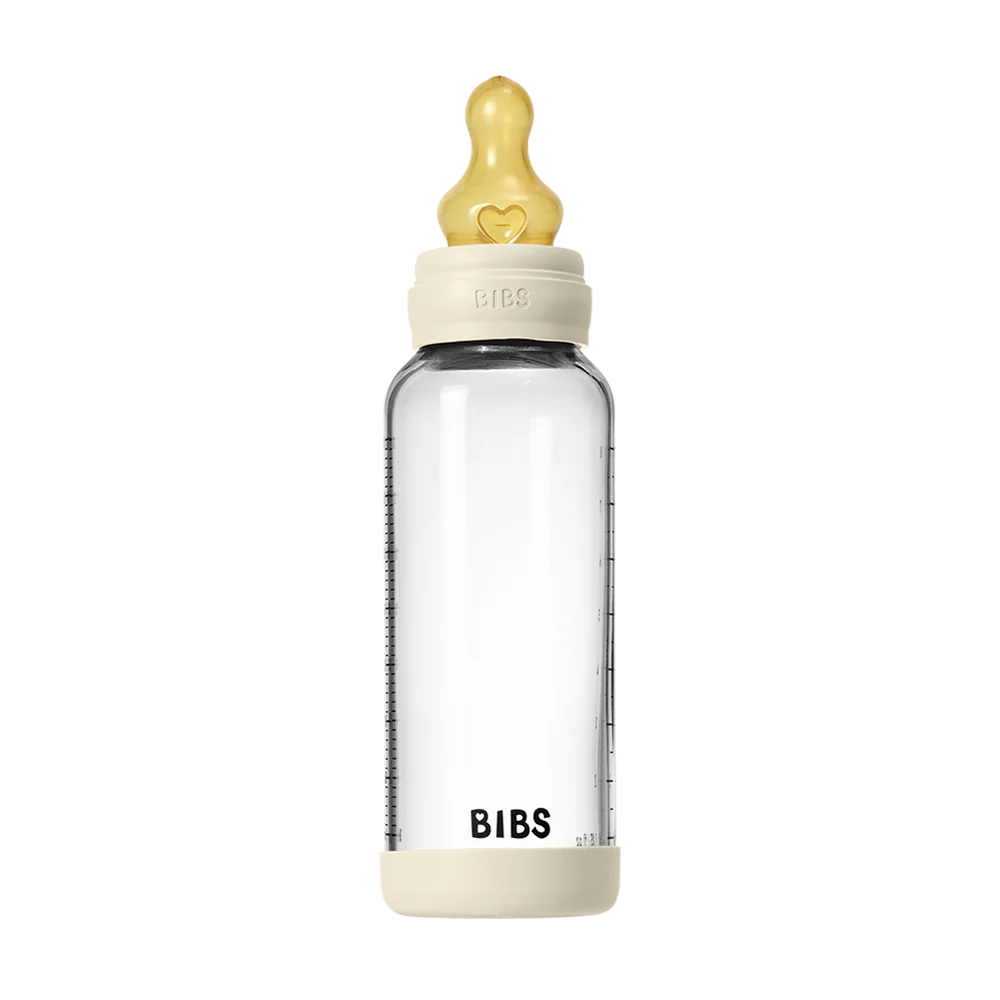 BIBS Glass Baby Bottle 240ml Latex - Ivory