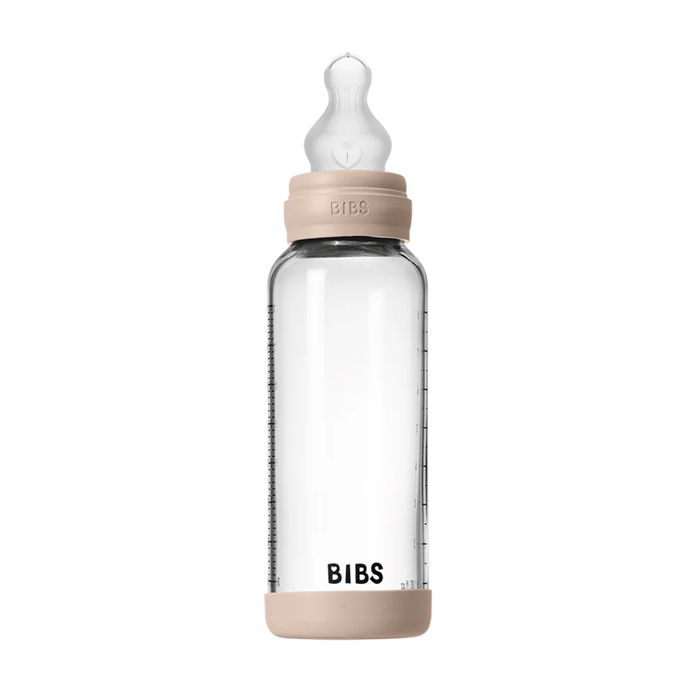 BIBS Glass Baby Bottle 240ml Silicone - Blush