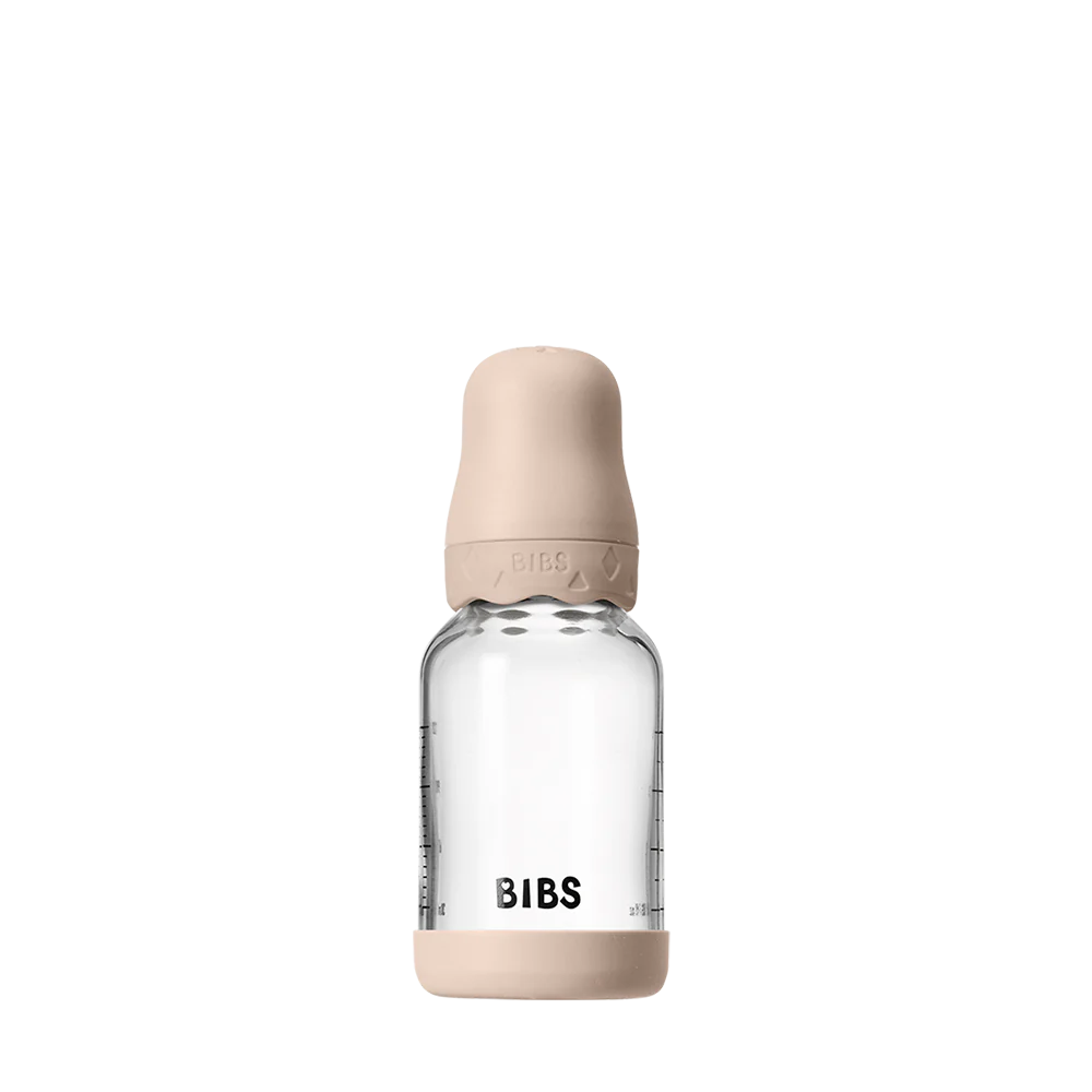 BIBS Boheme Glass Baby Bottle 120ml Latex - Blush - Bubbadue