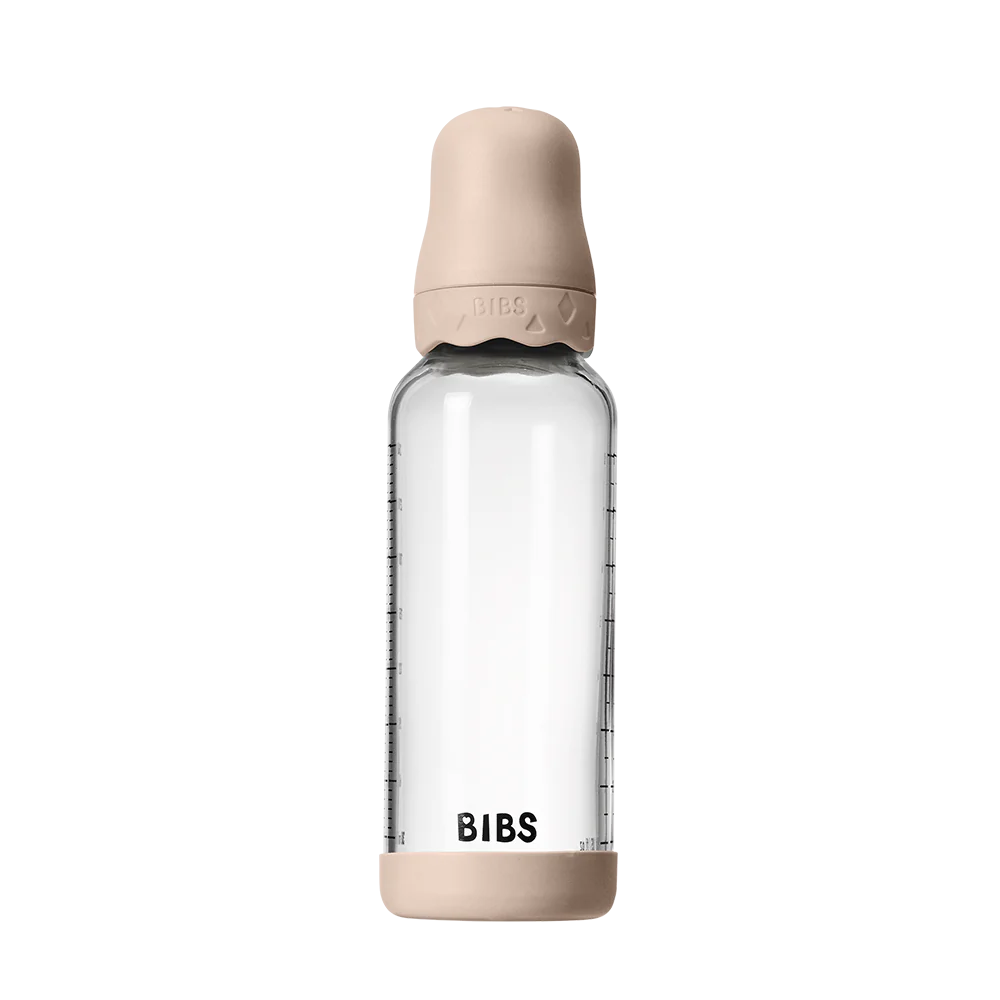 BIBS Boheme Glass Baby Bottle 240ml Latex - Blush - Bubbadue