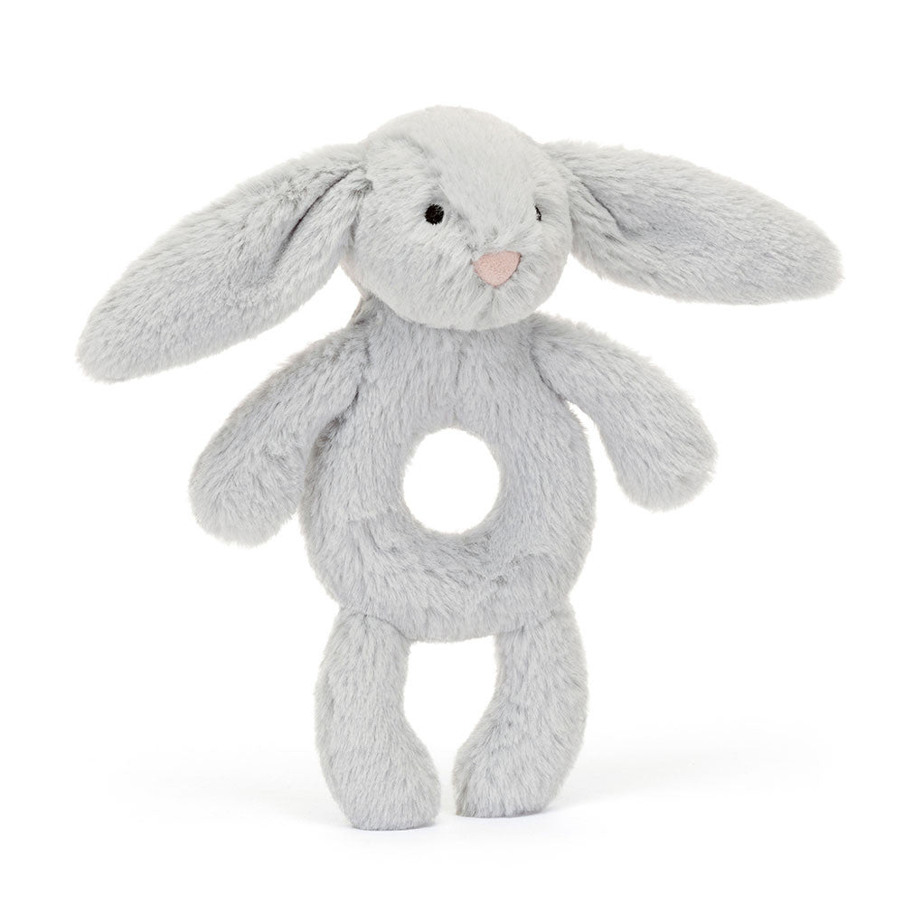 Bashful Silver Bunny Ring Rattle - Jellycat - Bubbadue