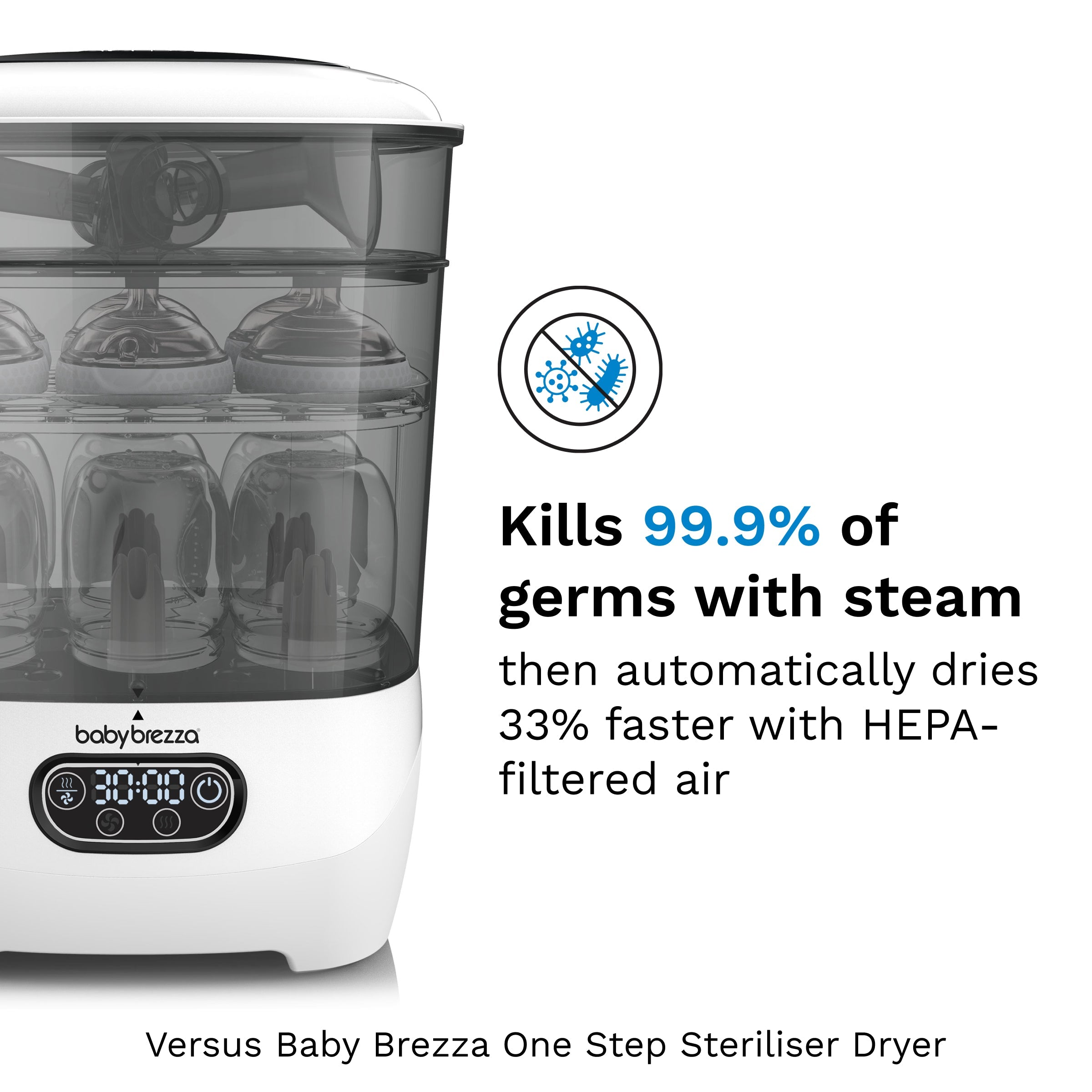 Baby Brezza Sterilizer Dryer Advanced loaded with bottles