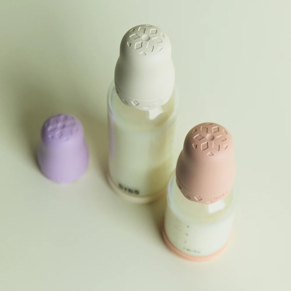 BIBS Boheme Glass Baby Bottle 240ml Latex - Violet Sky - Bubbadue