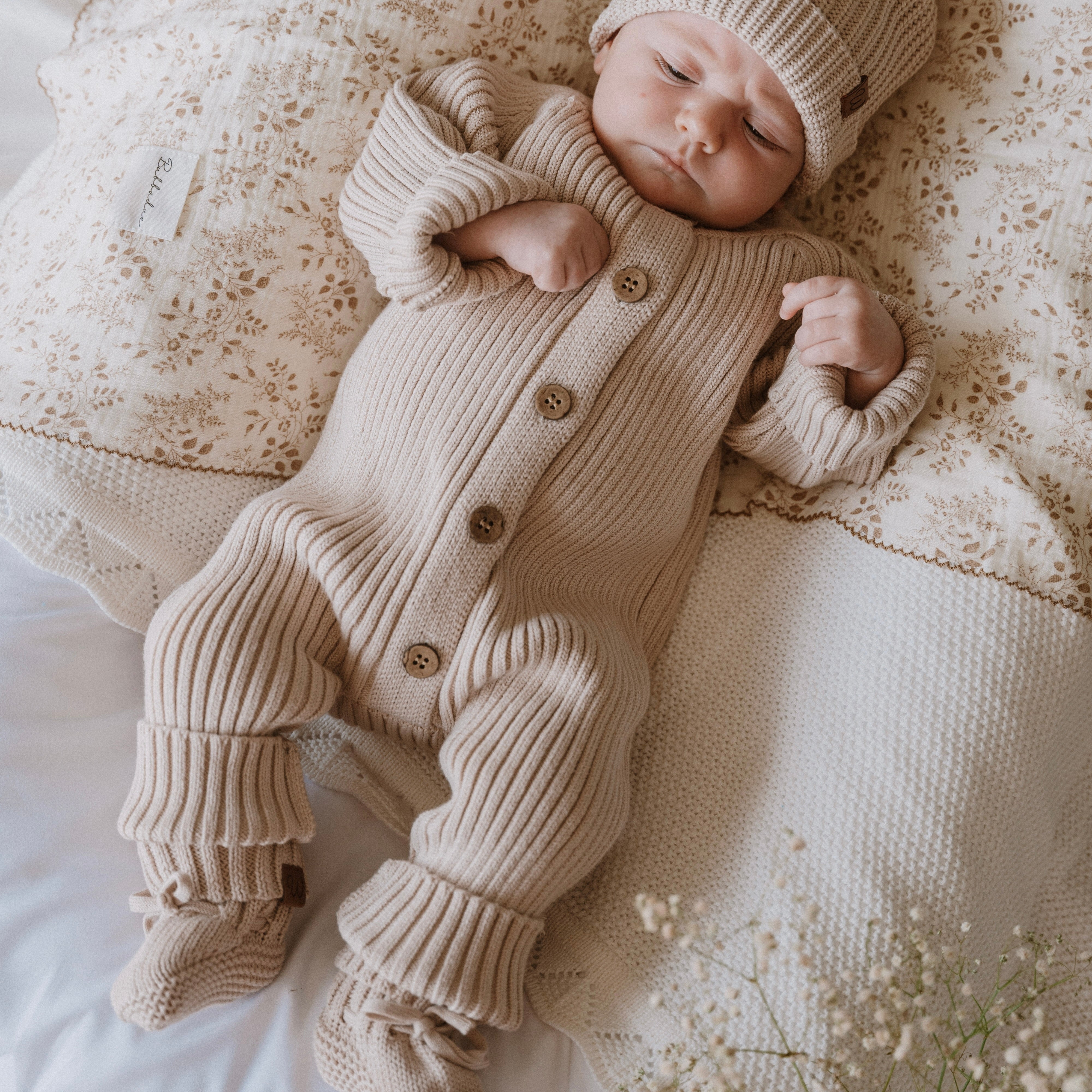 Knitted Romper (0-6 Months) - Misty Blue - Bubbadue