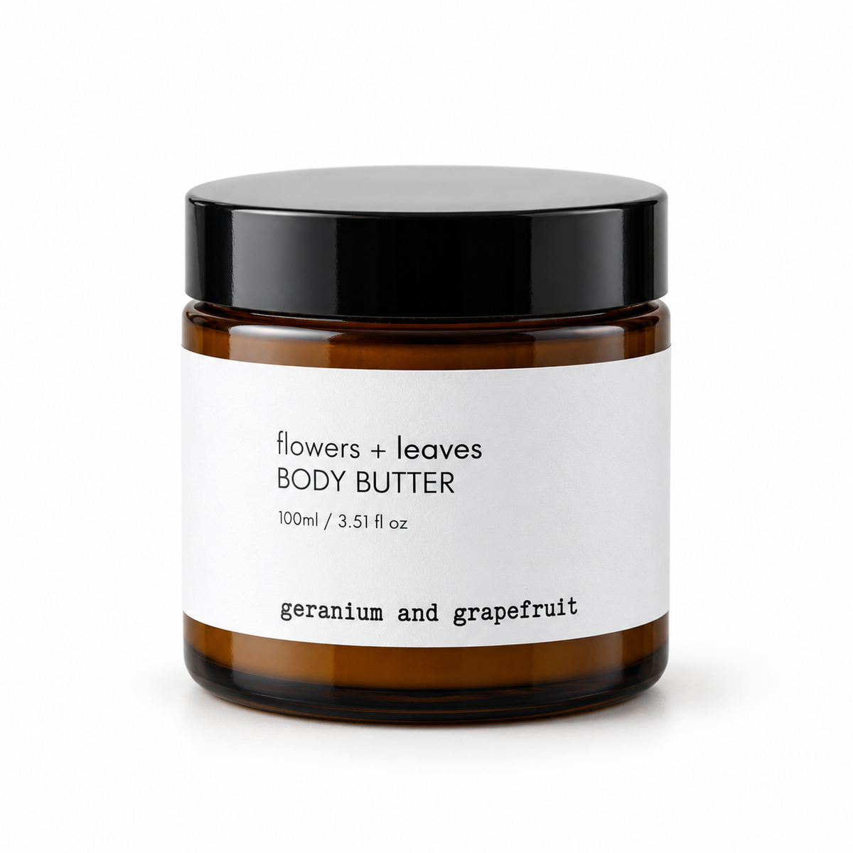 Flowers & Leaves Flowers & Leaves Body Butter with geranium and grapefruit scent, 100ml jar with creamy texture and floral design