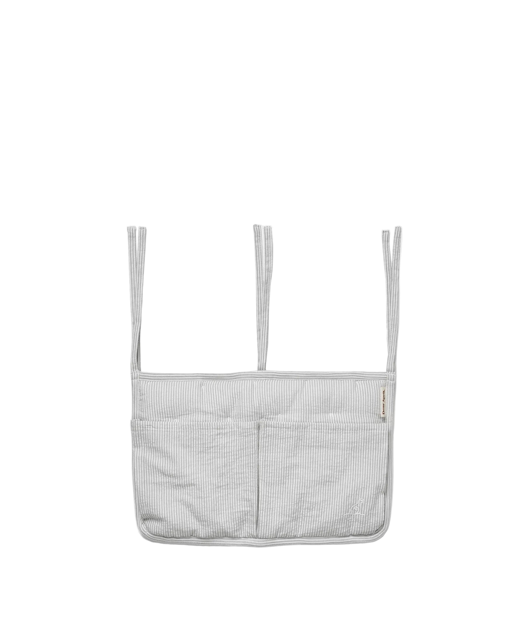 Dear April Polly Bed Pocket in Dew Stripe, studio packshot.