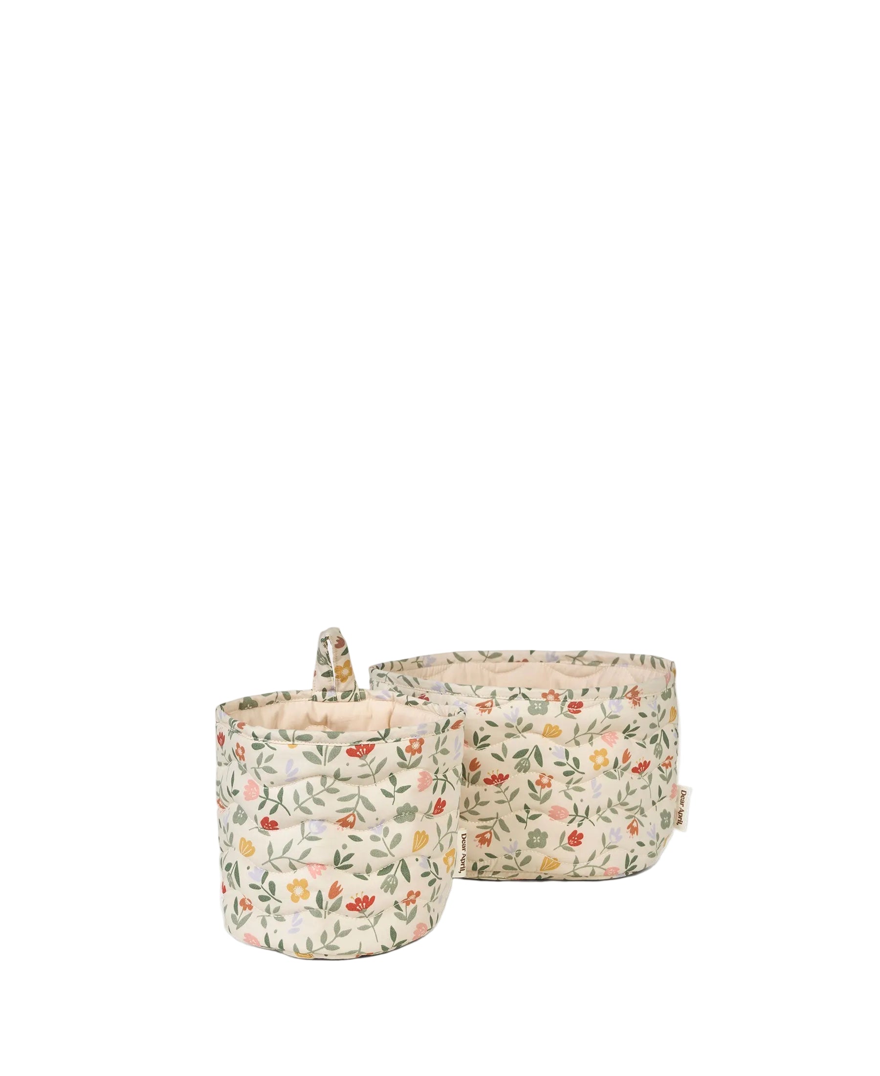 Dear April Kiki Baskets 2-pack in Flower Market, soft nursery storage baskets.